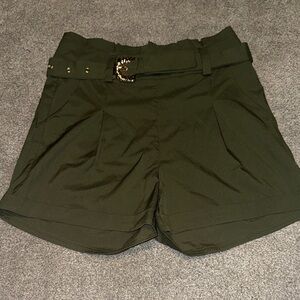 Elegant High Waist Olive Shorts with Belt